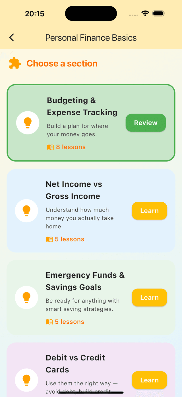 Ficy App - Submodule Selection